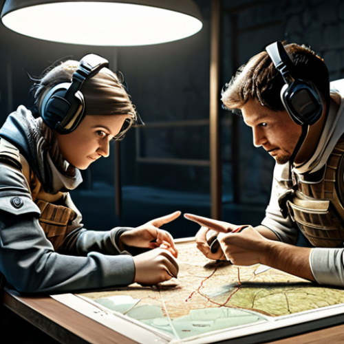 **

"A team of four PUBG players, fully clothed in tactical gear, collaborating around a table covered with a map of Erangel. They are pointing and discussing strategy, with headsets on and focused expressions. The scene is lit with warm, strategic lighting, giving a sense of teamwork and planning. Safe for work, appropriate content, fully clothed, professional, modest, family-friendly, perfect anatomy, correct proportions, natural pose, well-formed hands, proper finger count, natural body proportions."

**